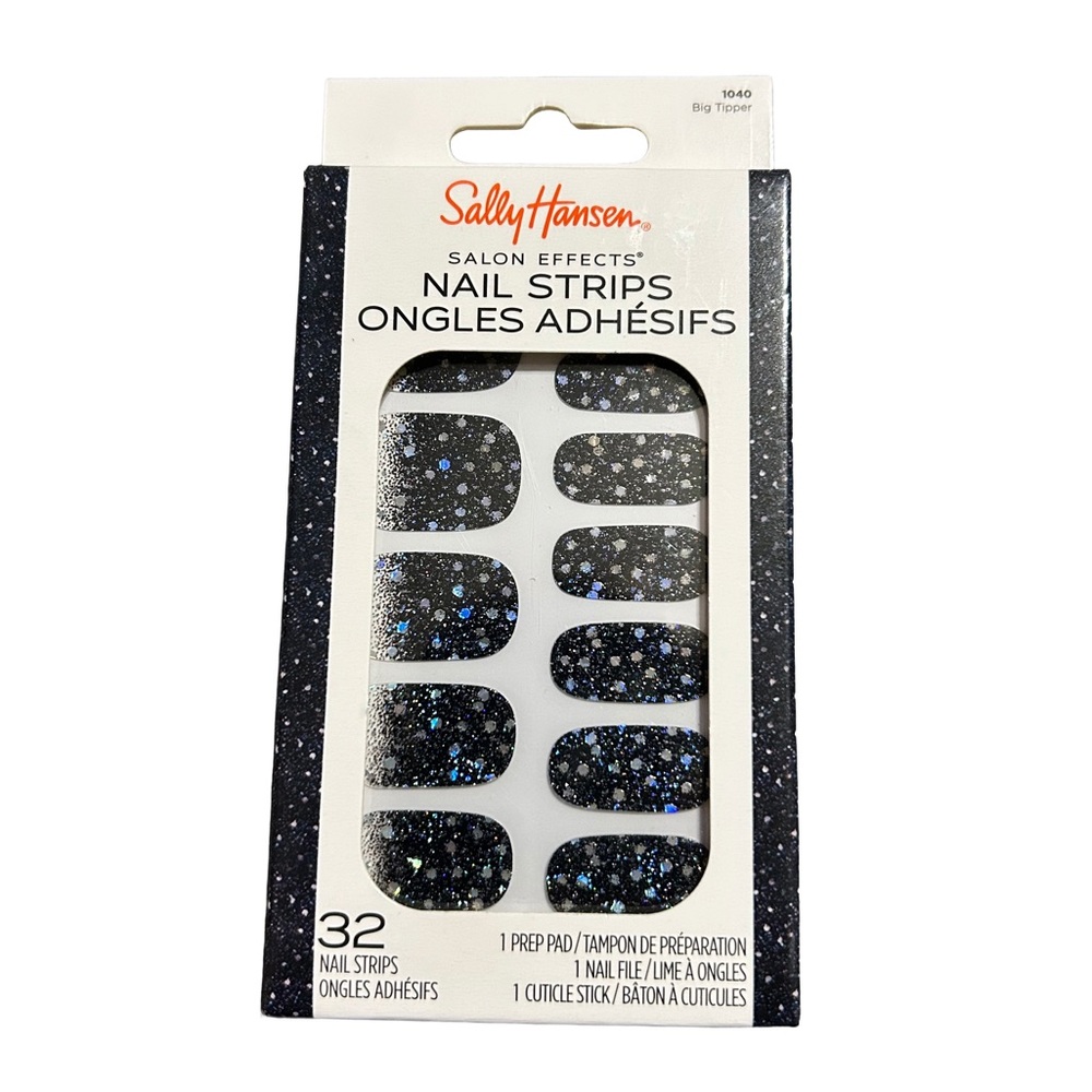 Silver Shimmer on Black Nail Strips - Picture 4 of 4